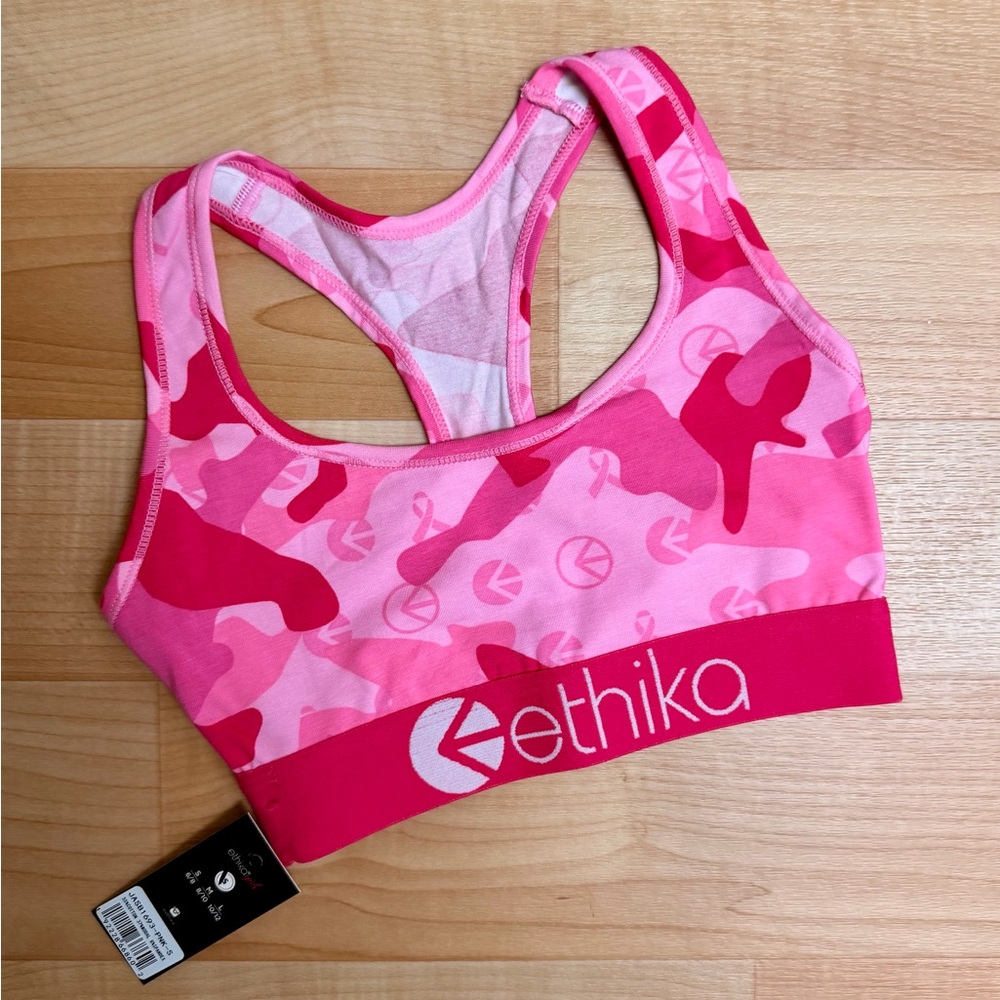 Ethika Girls Pink Camo Sports Bra Size S NWT